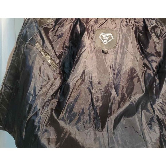 BIKER JACKET DIAMOND PLATE ROCK DESIGN GENUINE BUFFALO LEATHER  SIZE LARGE - Picture 11 of 11